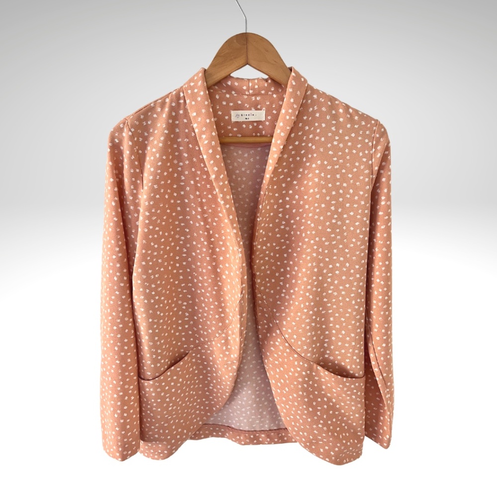 NORDSTROM ELODIE Peach & White Polka Dot Draped Boyfriend Blazer Small